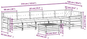 7 pcs conjunto lounge de jardim c/ almofadões pinho impregnado