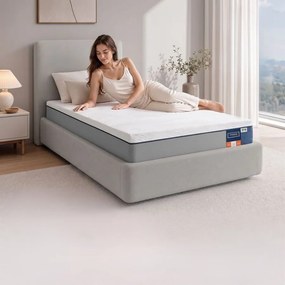 Colchão 90 x 200 x 20 cm, espuma viscoelástica com gel, 7 zonas, firmeza média, capa removível, respirável