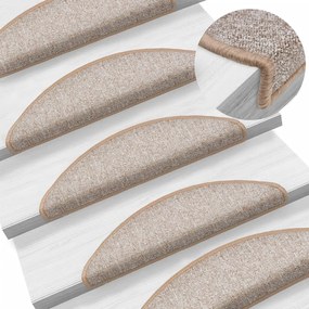vidaXL Tapetes de escadas 10 pcs 56x17x3 cm castanho-claro
