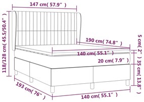 Cama com molas/colchão 140x190 cm veludo cinzento-escuro