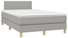 Cama box spring c/ colchão e LED 120x190 cm tecido cinza-claro
