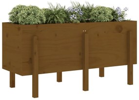 Canteiro elevado jardim 121x50x57 cm pinho maciço castanho-mel