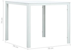 Mesa de centro 78x78x74 cm PEAD aspeto madeira branco