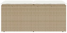 Banco de jardim com almofadão 110x40x44 cm vime PE bege