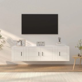 vidaXL 3 pcs conjunto móveis de TV madeira processada branco brilhante
