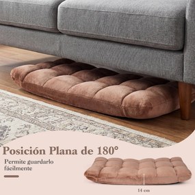 Cadeira de Chão Dobrável, 104 x 53 x 15 cm, Encosto Ajustável em 14 Posições, Castanho