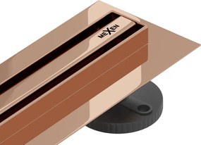 Mexen Flat 360° Slim ralo linear giratório 50 cm, ouro rosa - 1641050