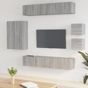 Conjunto móveis de TV 8 pcs madeira processada sonoma cinza