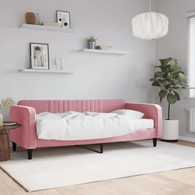 vidaXL Sofá-cama com colchão 90x200 cm veludo rosa