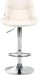 Banco alto em couro sintético com estrutura prateada 85-106 x 49 x 51 cm cor creme