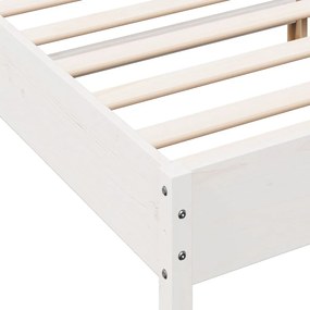 Cama sem colchão 160x200 cm madeira de pinho maciça branco