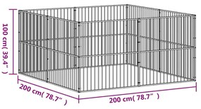 Parque para cães com 8 painéis aço galvanizado preto