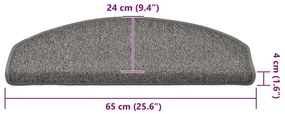 Tapetes de escada 30 pcs 65x24x4 cm cinzento-escuro