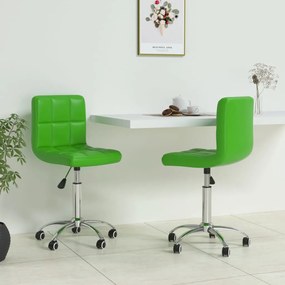 vidaXL Cadeiras de jantar giratórias 2 pcs couro artificial verde