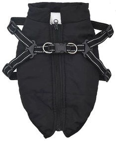 casaco para cães com arnês impermeável reflexivo preto L24