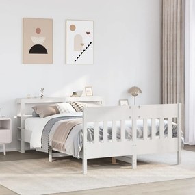 Cama sem colchão 150x200 cm madeira de pinho maciça branco