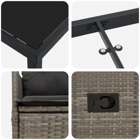 Conjunto de Jantar de Jardim de 9 Peças com Almofadas Cinza Polirattan