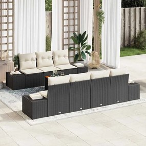 vidaXL Conjunto de Sofá de Jardim com almofada 8 pcs Preto vime PE