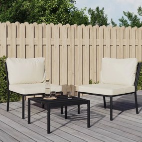 Cadeiras de jardim c/ almofadões cor areia 2 pcs 60x74x79cm aço