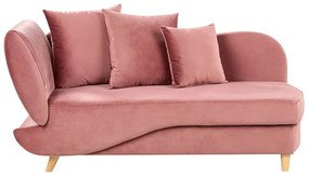 Chaise-longue à esquerda com arrumação em veludo rosa MERI II Beliani