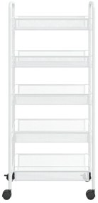Carrinho de cozinha com 5 prateleiras ferro 46x26x105 cm branco