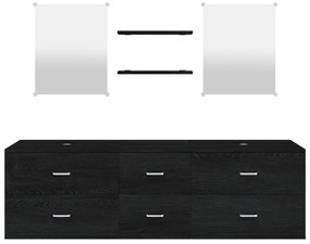 5 pcs conj. móveis de casa de banho derivados de madeira preto