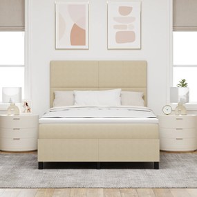 Cama Box Spring com Colchão Verde Claro Cinza 140x200 cm Tecido de Vel