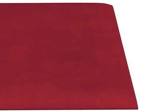 Painel parede 12 pcs 60x15 cm veludo 1,08 m² vermelho tinto