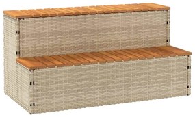 Degrau p/ hidromassagem 100x50x50,5 cm PE e acácia maciça bege
