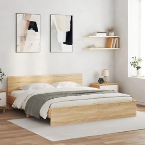 vidaXL Estrutura de cama com cabeceira 180x200 cm carvalho sonoma