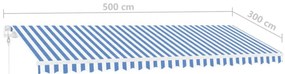 Toldo automático LED e sensor de vento 500x300 cm azul e branco