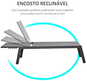 Espreguiçadeira de Jardim Multiposições com Encosto Reclinável 5 Posiç