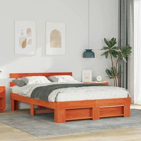 vidaXL Estrutura da Cama com cabeceira Castanho-mel 140 x 200 cm