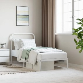 Estrutura de cama com cabeceira 90x190 cm metal branco