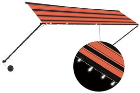 vidaXL Toldo retrátil com LED 400x150 cm laranja e castanho