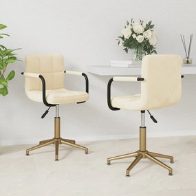 vidaXL Cadeiras de jantar giratórias 2 pcs veludo cor creme