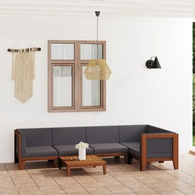 vidaXL 6 pcs conjunto lounge de jardim c/ almofadões acácia maciça