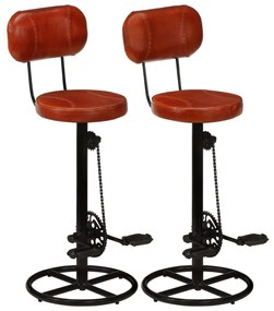 vidaXL Bancos de bar 2 pcs couro de cabra genuíno preto e castanho