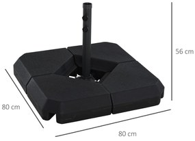 Base para Chapéu de Sol com Pesos Recarregáveis com Água ou Areia 15L