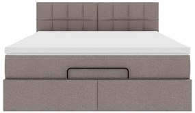 Cama otomana com colchão 140x200 cm tecido cinza