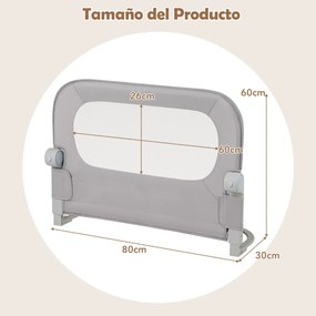 Barreira dobrável para camas infantis, altura ajustável com 80 x 30 x 60 cm, com capa removível em tecido Oxford, base em U, com correia e fivela, cin