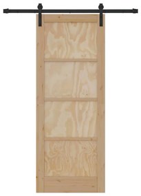 Porta Deslizante com Conjunto de Hardware 78x202 cm Madeira Sólida de
