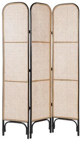 Biombo com 3 painéis em rattan natural e preto 105 x 180 cm POTENZA Beliani