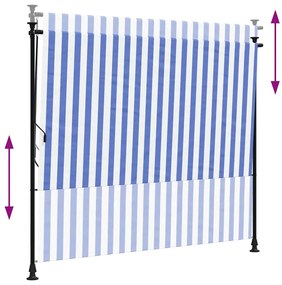 Estore de rolo para exterior 200x270cm tecido/aço azul e branco