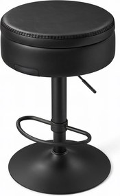 Banco de bar giratório em 360°, 41 x 41 x (61,5-81) cm com altura ajustável, com espaço de arrumação preto