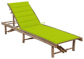 vidaXL Espreguiçadeira de jardim com almofadão bambu