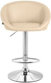 Banco de bar Miami em couro sintético e com estrutura cromada 55 x 86-106 x 51 cm Creme