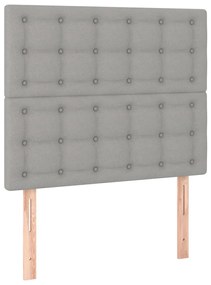 Cabeceira cama c/ luzes LED tecido 80x5x118/128 cm cinza-claro