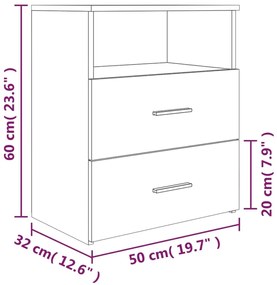 Mesa de cabeceira 50x32x60 cm cor carvalho castanho