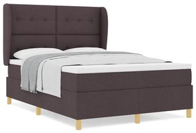Cama Box Spring com Colchão vidaXL Castanho Escuro 140x190 cm Tecido